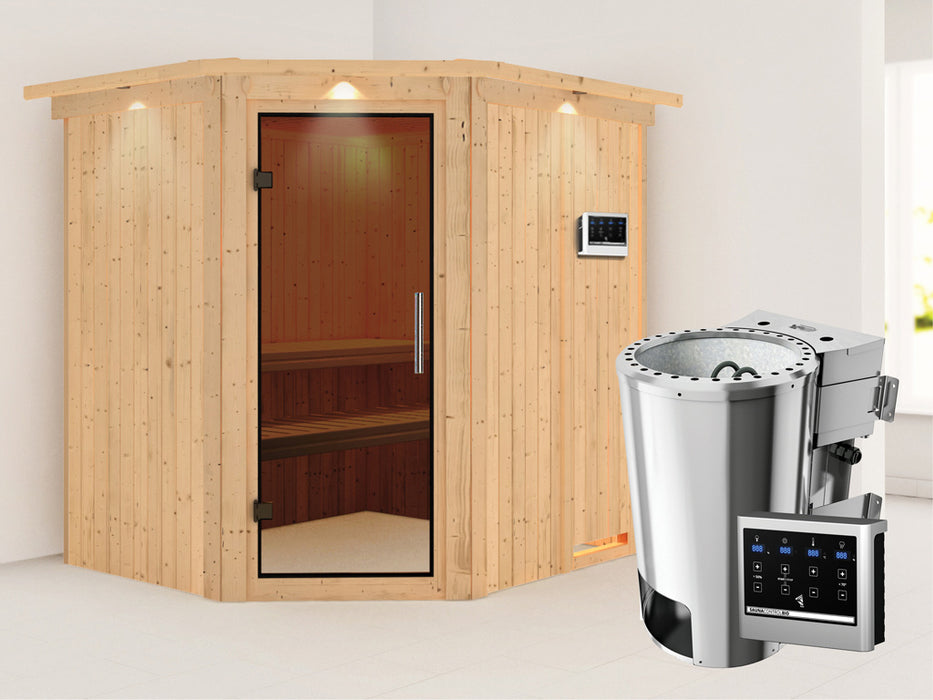 Sauna 230V Système sauna lilja avec couronne de toit - 210x184x202cm, 1-2 personnes - sauna en salle avec four