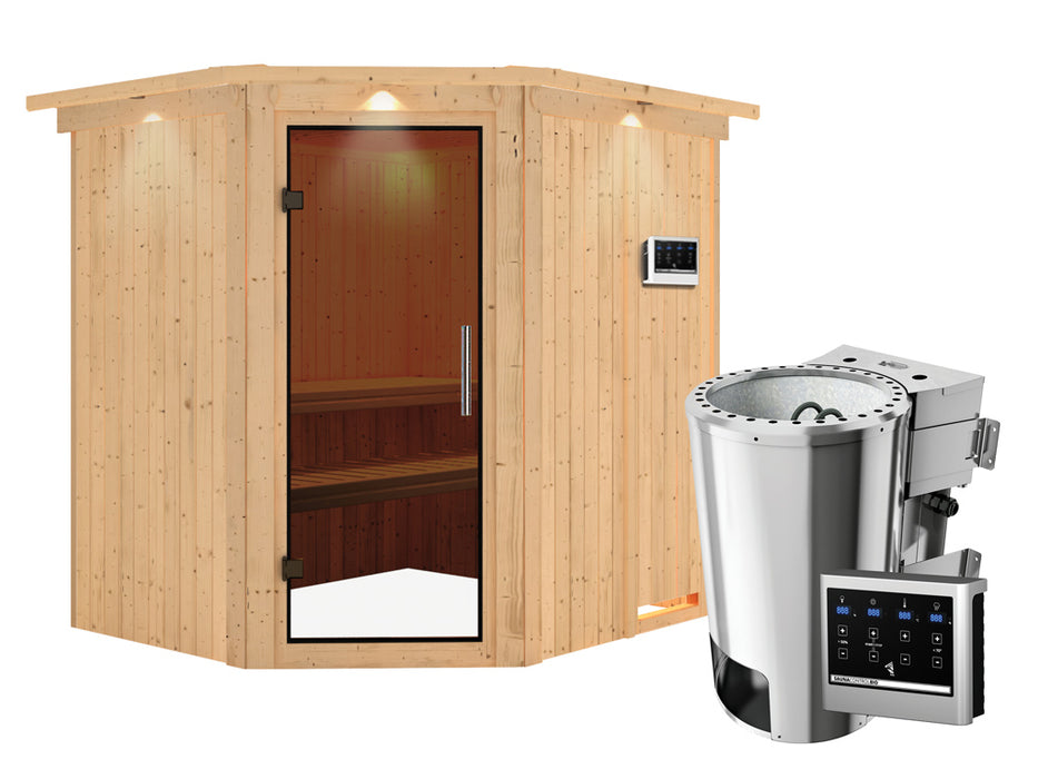 Sauna 230V Système sauna lilja avec couronne de toit - 210x184x202cm, 1-2 personnes - sauna en salle avec four