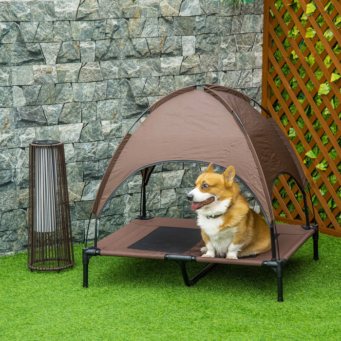 Increased outdoor dog bed dog bed with roof coffee, 92x76x90cm