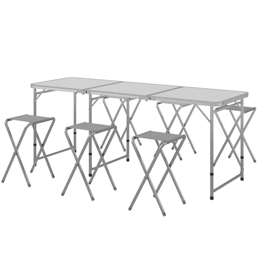 Picknick-Set Klapptisch mit Stühlen Campingtisch klappbar Silber, 180x60x70cm