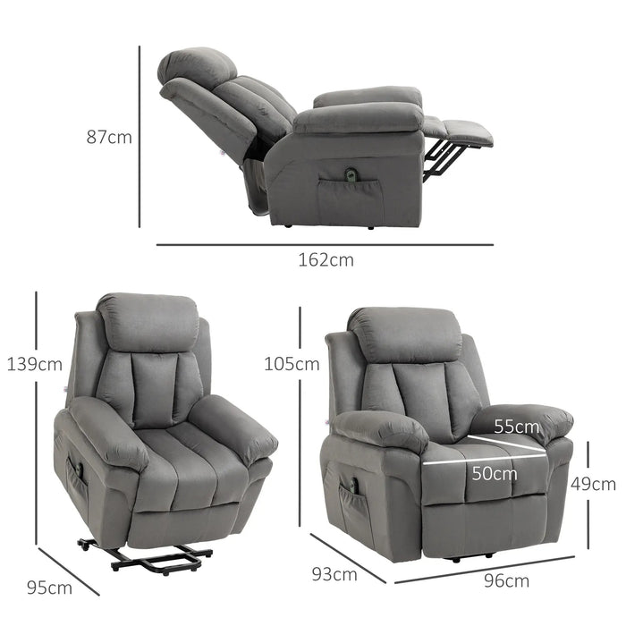 TV Armchair avec support - Up Aid & Fold -out Boot Rec, y compris le gris clair télécommande, 93x96x105cm