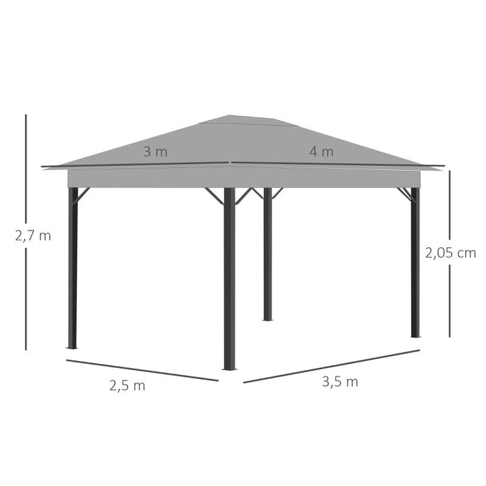 Pavillon Gartenpavillon 4x3m Gartenzelt Festzelt Partyzelt mit 4x Seitenteile Aluminium Polyester Grau