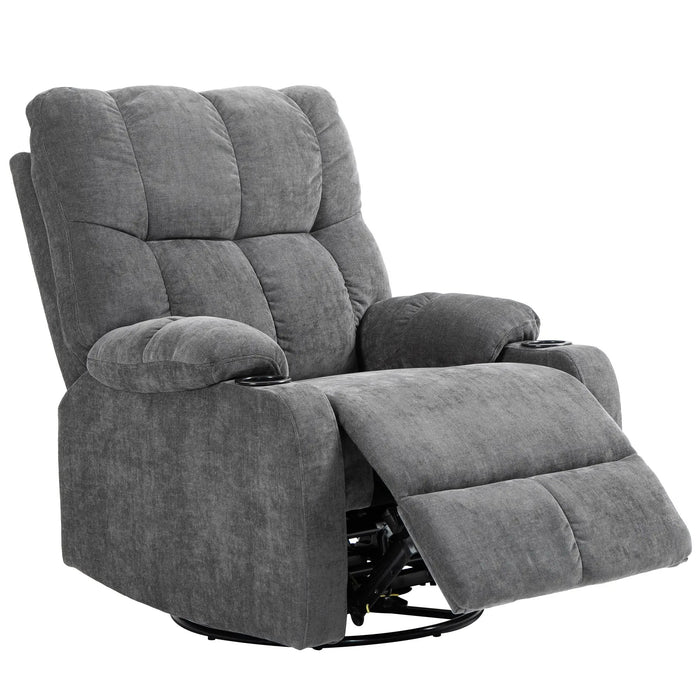 Relax armchair with foot support lying armchair rotatably dark gray, 88x96x108cm