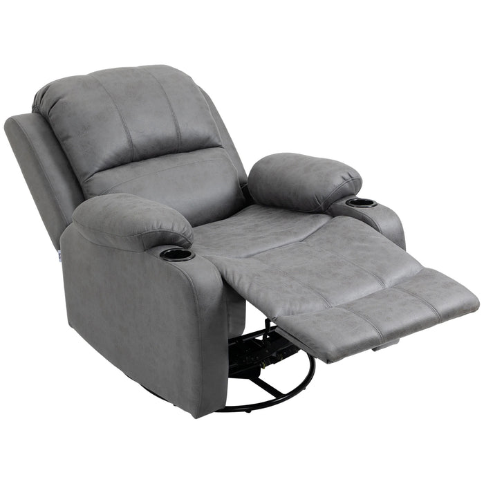 Détendez le fauteuil avec repose-pieds et fonction de mensonge, y compris le support de tasse, gris, 87x95x102cm