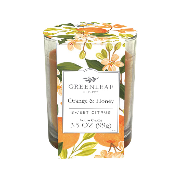 Bougie parfumée Votive Greenleaf - Orange & Miel, jusqu'à 30 heures