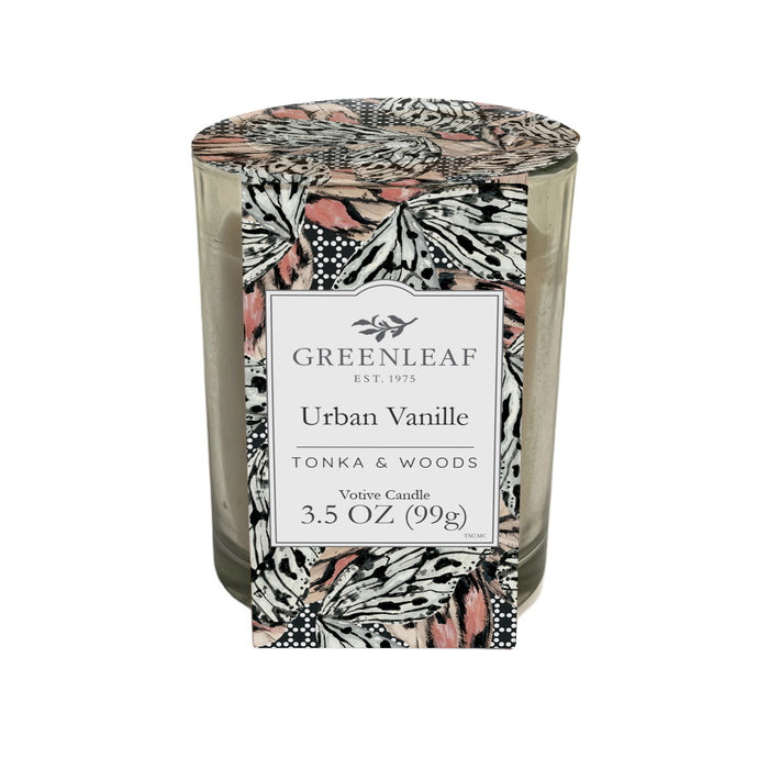Bougie parfumée Votive Greenleaf - Urban Vanilla, jusqu'à 30 heures
