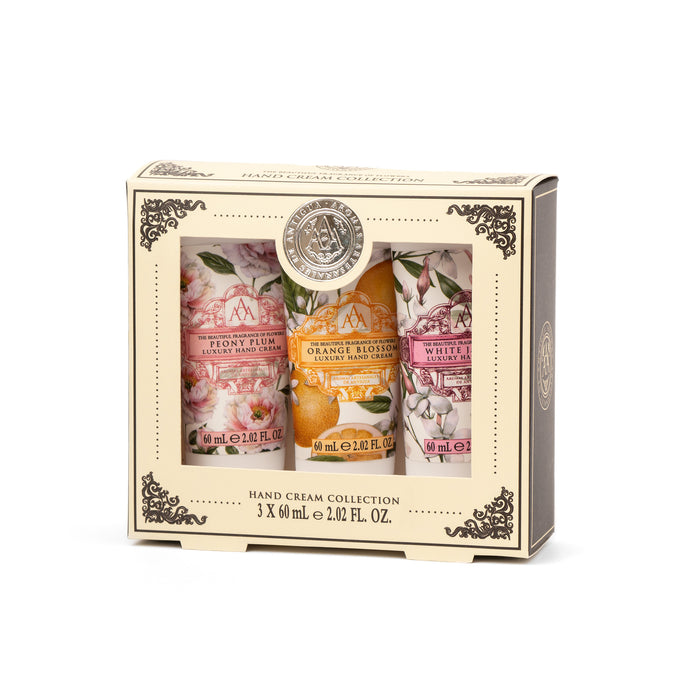 Handcreme-Set Triple AAA, 3x60ml - Pfingstrose, Orangenblüte, Weisser Jasmin