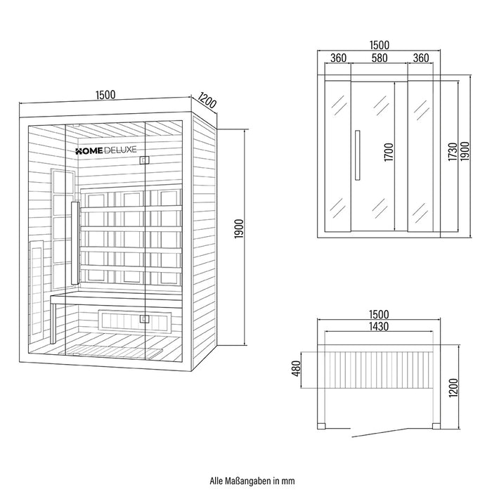 Infrared cabin Osiris L - 150x120 cm for 2-3 people - full spectrum