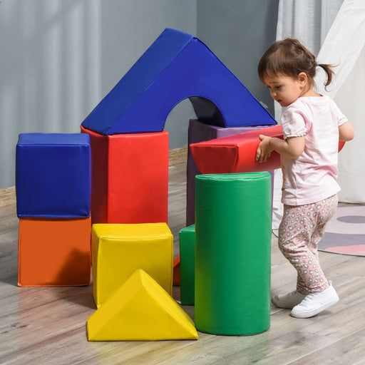 HOMCOM Große Spielklötze für Kinder, 11-teiliges Set, für Kinder 1-3 Jahre, Schaumstoff, Bunt