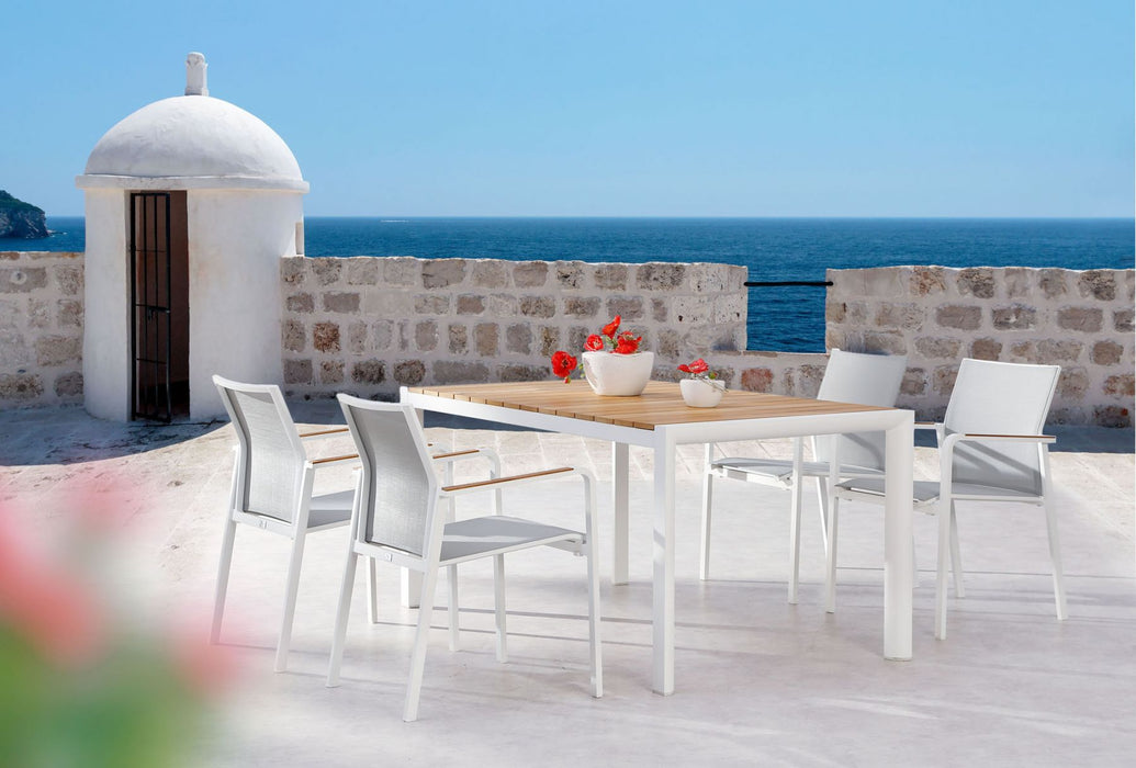 Ensemble de table de jardin en 5 parties avec chaises paros en aluminium et teck, tableau 160x90cm