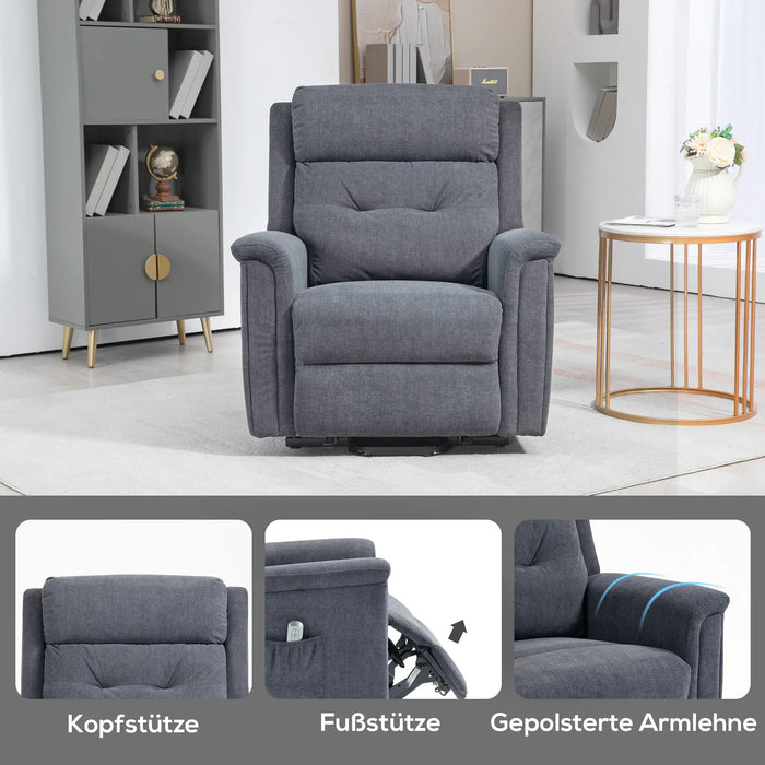 Détendez-vous le fauteuil Aide Senior Chaise, y compris la télécommande gris foncé, 92x87x108cm