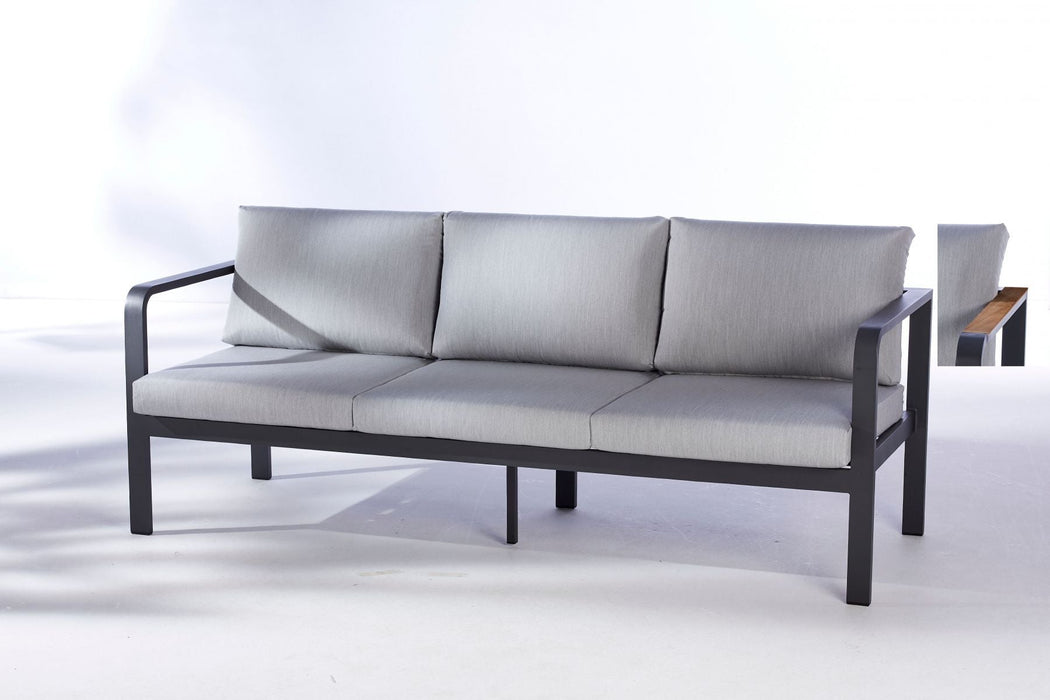 Couch 3-Salon Salon Richmond Acrylique - Poudre -coated avec des éléments en teck, Cadre anthracite - Diverses couleurs