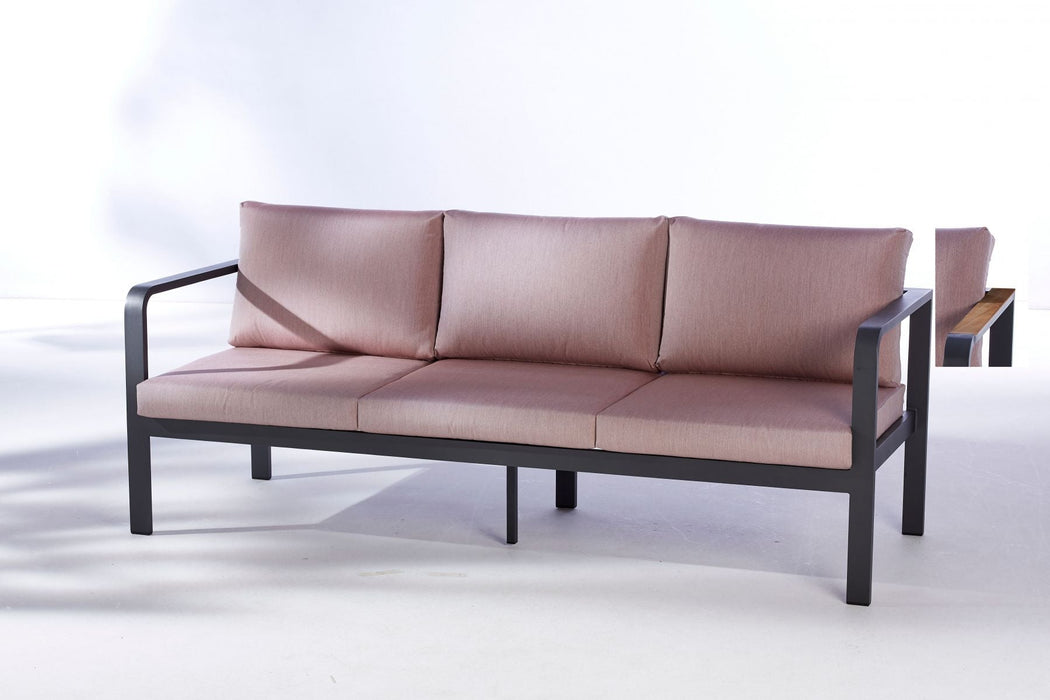 Couch 3-Salon Salon Richmond Acrylique - Poudre -coated avec des éléments en teck, Cadre anthracite - Diverses couleurs