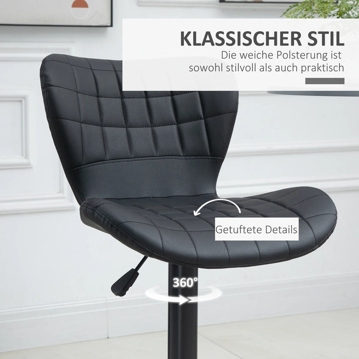 2er-Set Barhocker Retrodesign Schwarz, 47x56x89-109cm