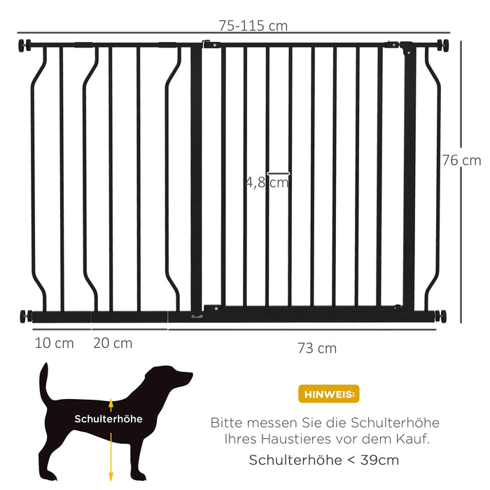 Dog deflecting grille clamping mounting adjustable length black, 75-115x76cm