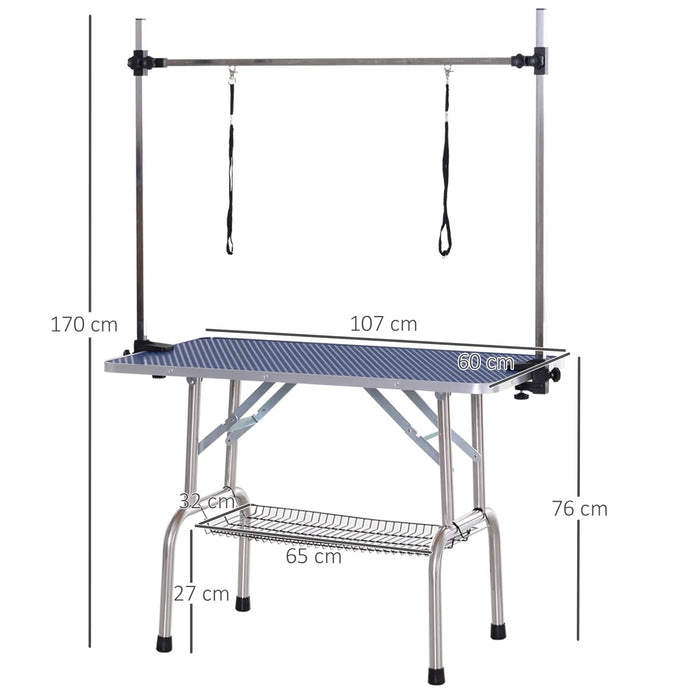 Table de soins aux animaux pliable réglable en hauteur trimtiquement, 107x60x170cm