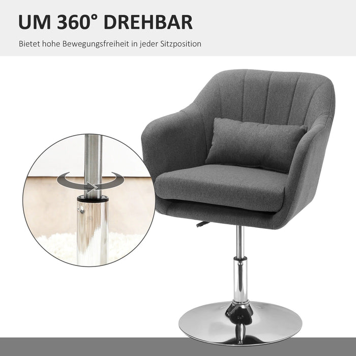 Arbeitshocker Drehhocker Barhocker Bürostuhl höhenverstellbar leinenartiges Polyester Dunkelgrau, 60x60x79-91cm