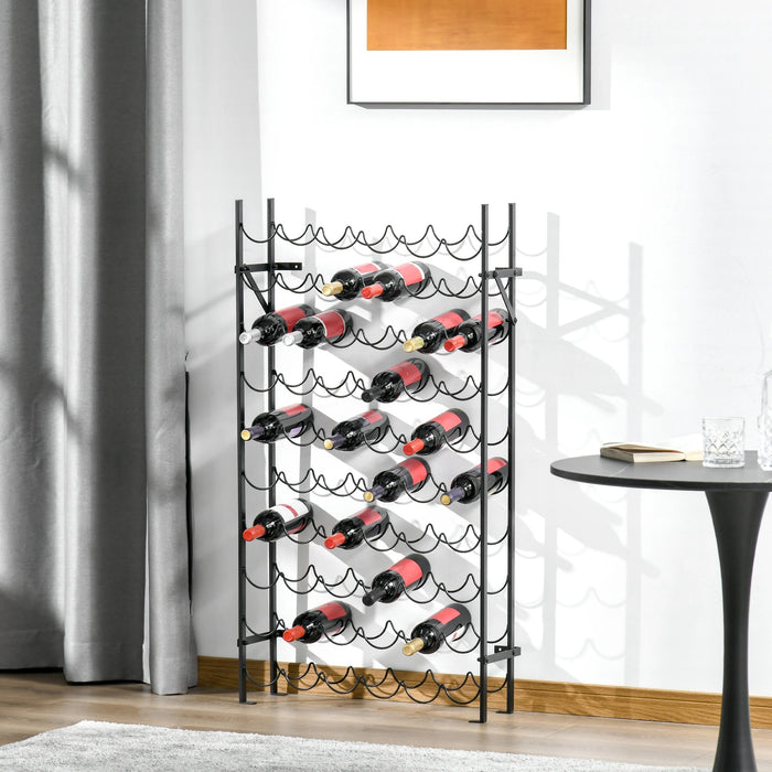 Wine shelf wine stand bottle shelf 60 bottles wall fastening metal black