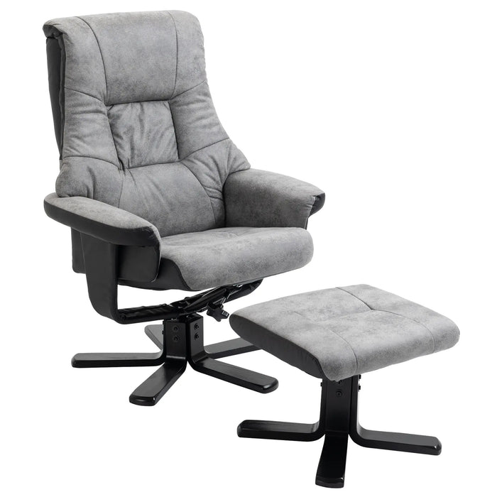 Détendez le fauteuil avec tabouret à 360 ° Couverture respirante rotative gris, 78x82.5x109cm