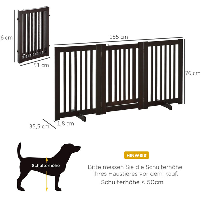 Schutzgitter für Hunde Türschutzgitter verstellbar Dunkelbraun, 155x1,5x76cm