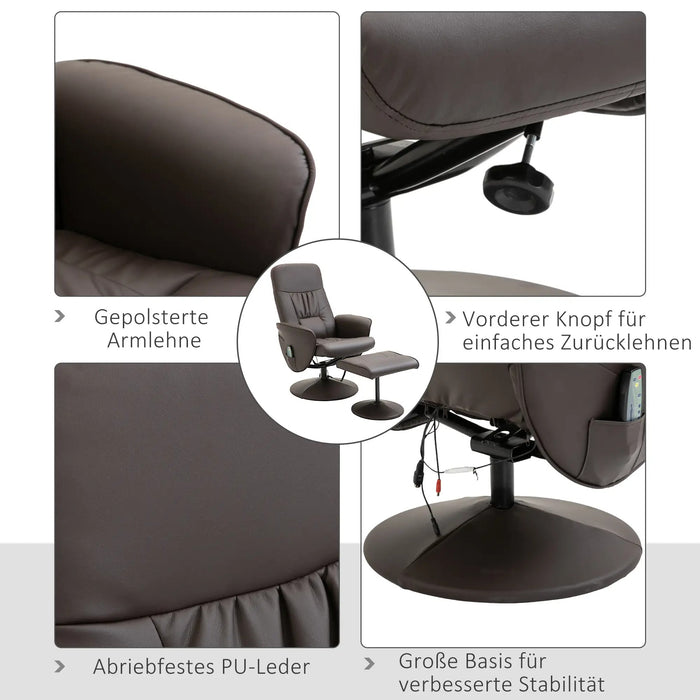 Détendez le fauteuil avec chaise de massage des selles avec 10 points de vibration brun 76x81x105cm