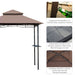 Grillpavillon Gartenzelt Grill Pavillon Balkonpavillon mit Ablagen Flammhemmendes Doppeldach Kaffeebraun, 245x148x252cm