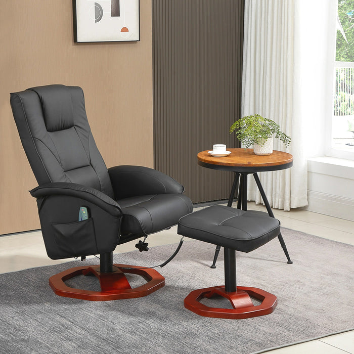 Fauteuil De Massage Relax Avec Repose-pieds Et Rangement Intégré – Siège Pivotant Télécommandé, Inclinable Et Design Bois