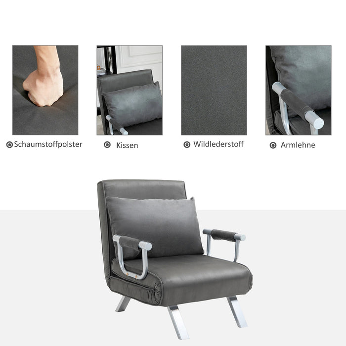 Détendez le fauteuil allongé en fauteuil de fauteuil du lit invité gris, 65x69x80cm