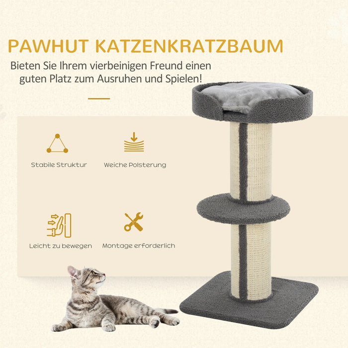 Katzenkratzfratzbaum Spielpiel Scratch avec plate-forme sisal en peluche gris 45x45x91cm