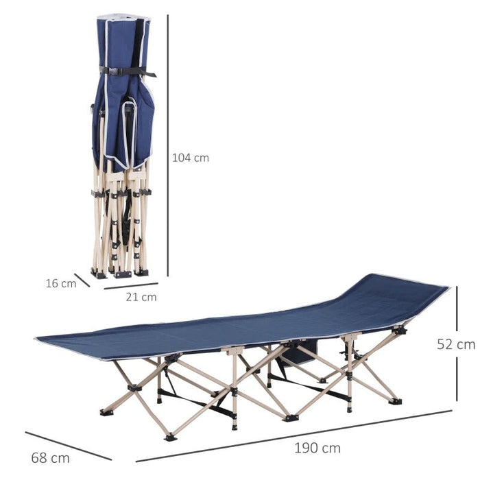 Feldbett, Camping-Bett, klappbar, wetterbeständig, ink. Tragetasche, 190cmx68cmx52cm, Blau