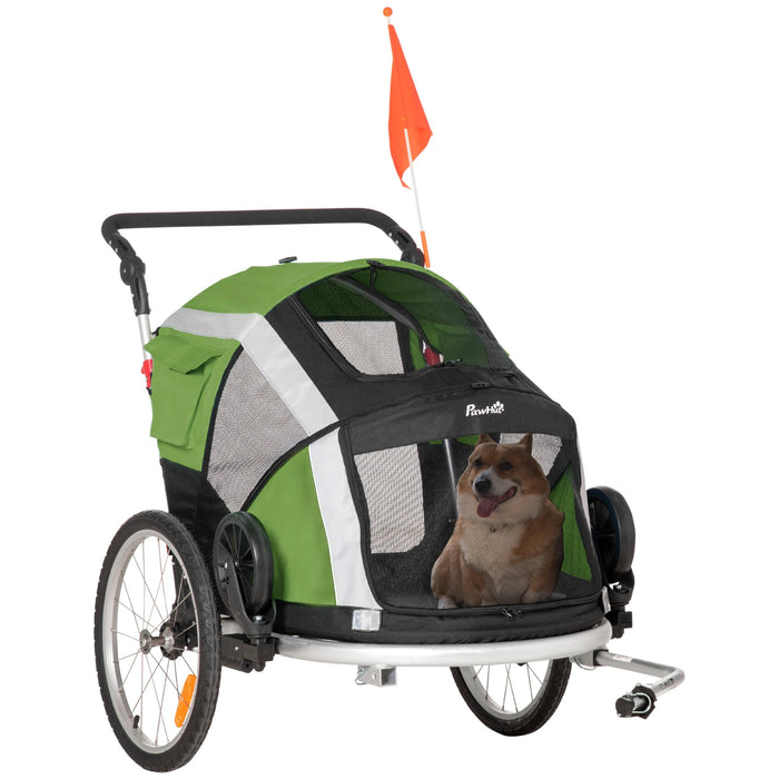 Remorque de vélo de doigts pour chiens pour chiens remorque de vélo 2-en-1 vert, 150x82x108cm