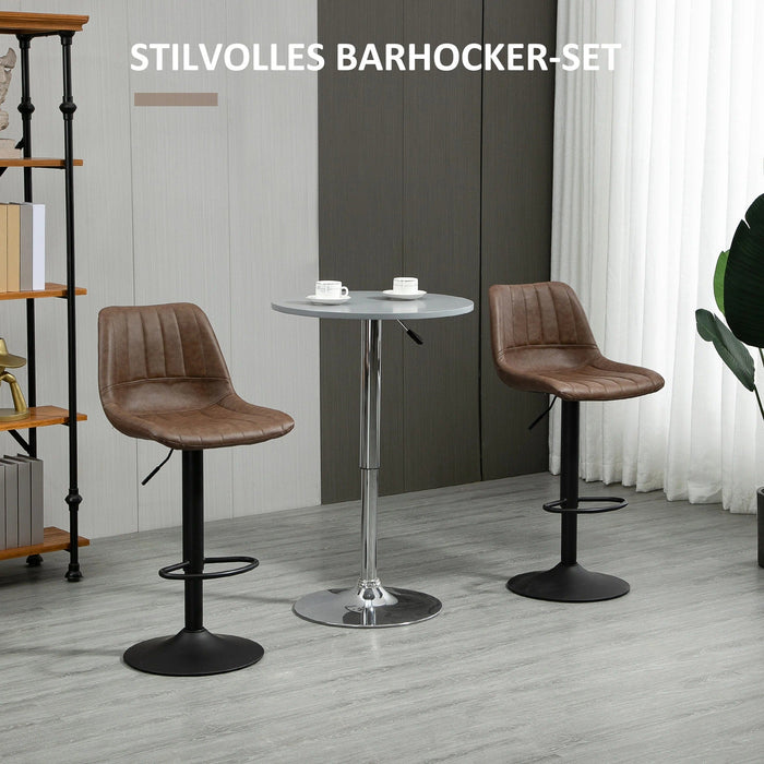 Barhocker 2er-Set im Retrodesign mit Fussstütze höhenverstellbar, 43x49,5x111cm