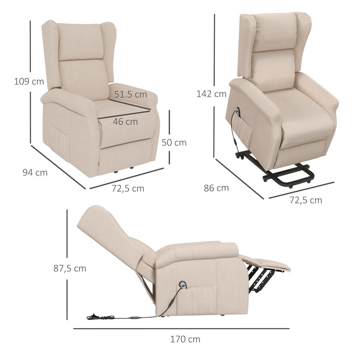 Fauteuil de fauteuil en barre en barre avec une crème de fonction de mensonge électrique d'aide sur pied, 72.5x94x109cm