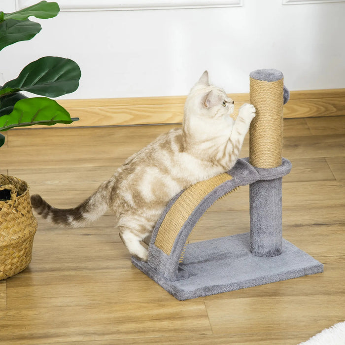 Cat Scratching Post, Tension de jute, boule suspendue avec cloche, gris, 34x24x43cm