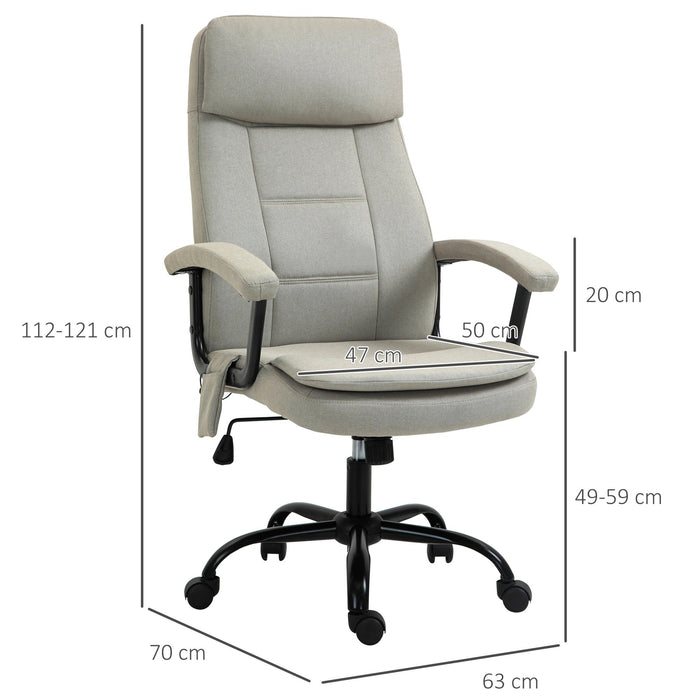 Bürostuhl mit Massagefunktion höhenverstellbar ergonomisch Beige, 63x70x112-121cm