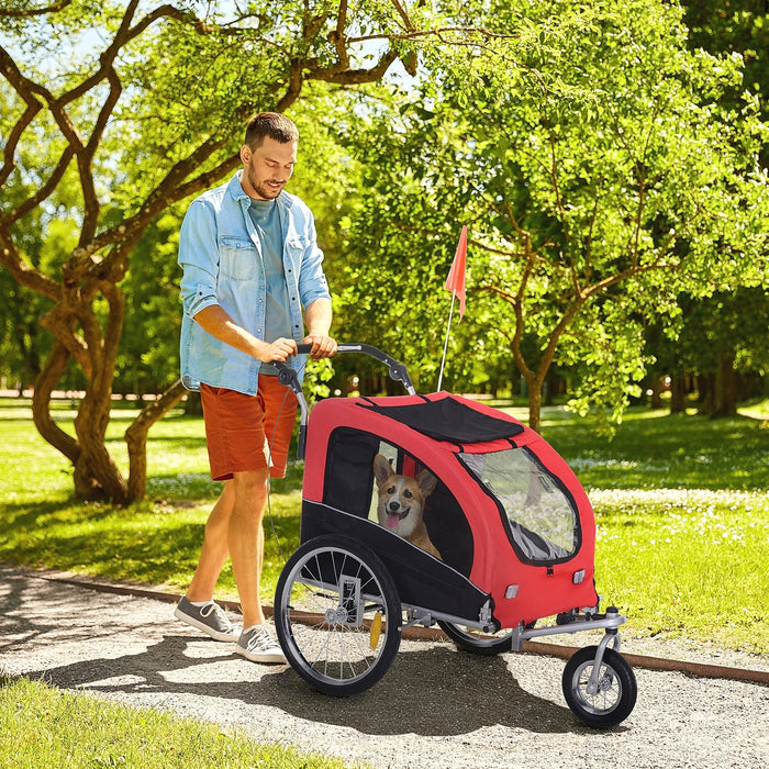 fahrradanhänger mit joggerfunktion Hundeanhänger mit Jogger-Funktion Universalkupplung Rot,155x83x108cm — floki24
