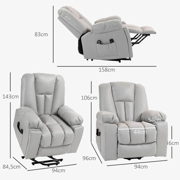 Chaise de massage relaxant fauteuil senior chaise télécommandée des poches côté gris, 94x96x106cm