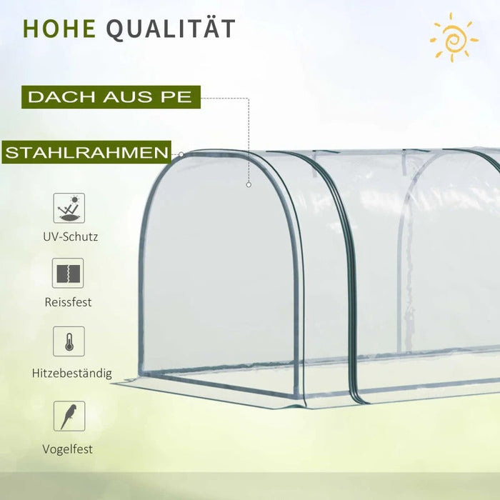 Gewächshaus, Treibhaus mit Tür, Frühbeet, Pflanzenhaus, Pflanzenaufzucht, Stahl PVC Transparent, 350x100x80cm