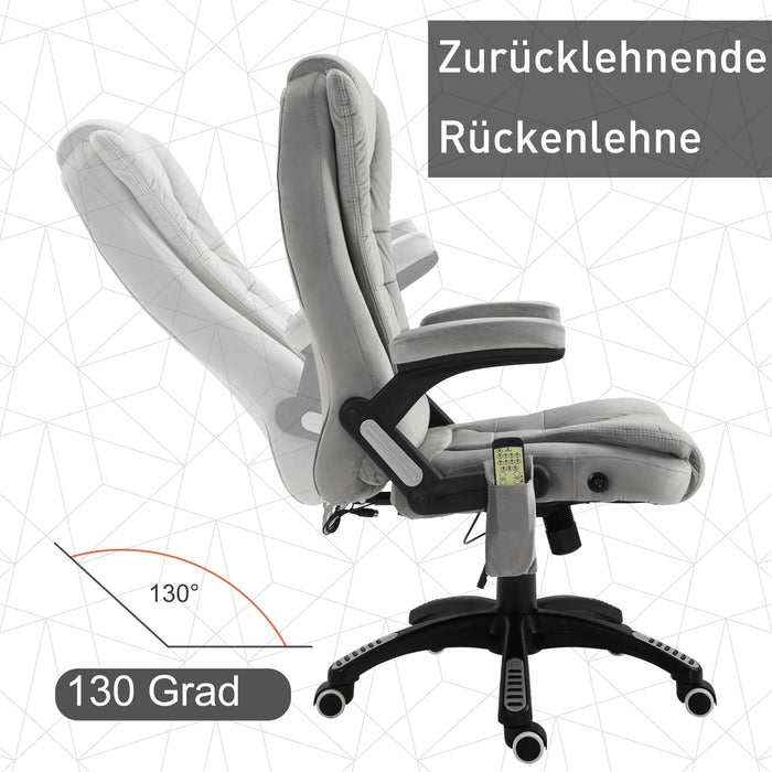 Bürostuhl Massagesessel mit Wärmefunktion höhenverstellbar Grau, 67x74x107-116cm