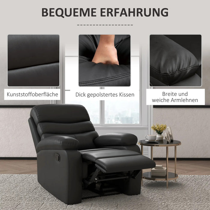 Détendez la fonction de couchage du fauteuil en fauteuil, y compris le support du pied noir, 78x90x105cm