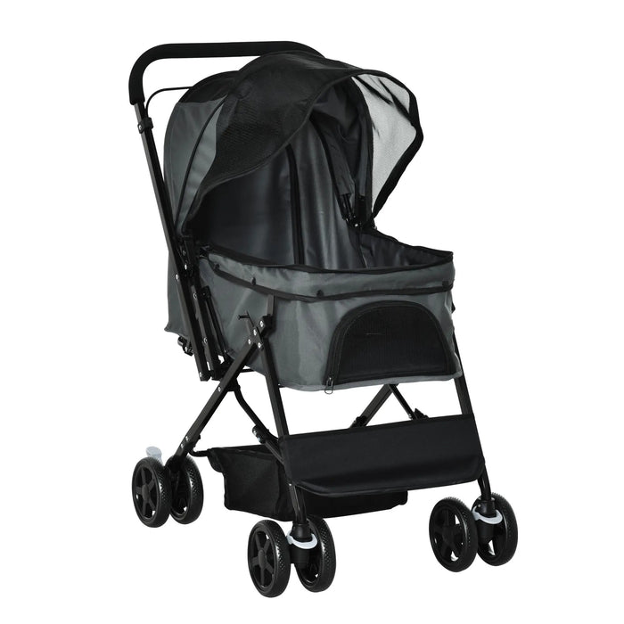 Chien de chien buggy chien panier de rangement pliable gris foncé, 76,5x52x95cm