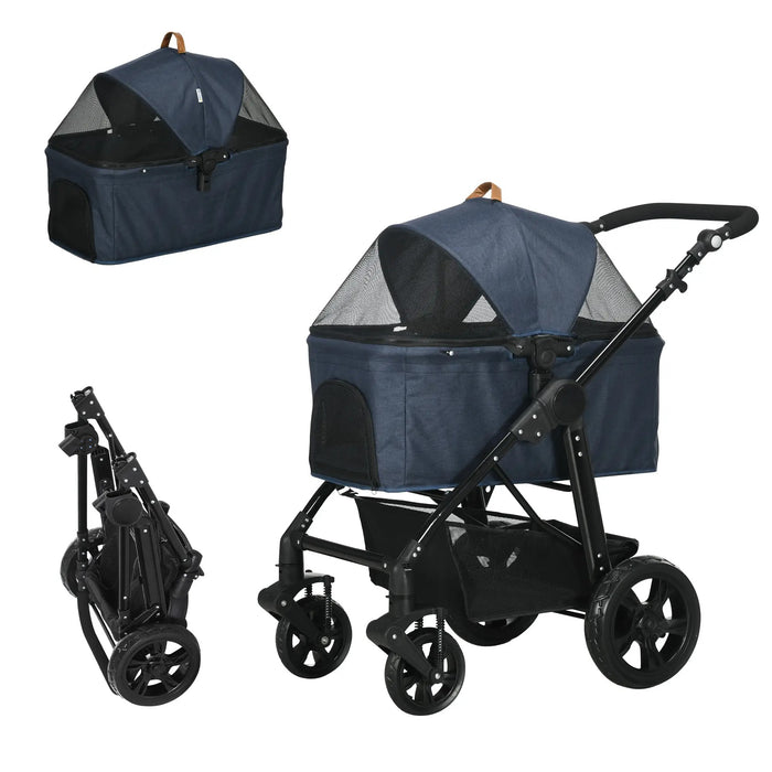 Voiture pliable buggy chien voiture bleu foncé, 99x62x106cm