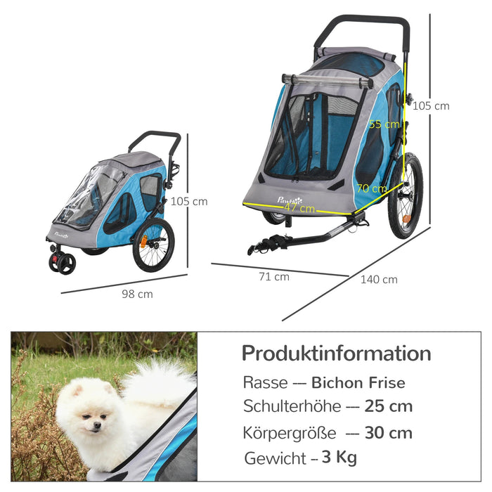 hunde fahrradanhänger 2 hunde Hundeanhänger Veloanhänger für Hunde blau