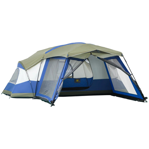 Camping Zelt 6-8 Personen Familienzelt mit Vorraum Glasfaser Blau, 518x487x237cm