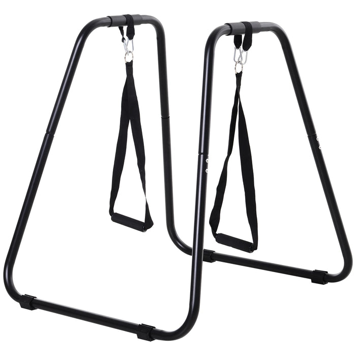 Impostazione, barre con trainer con imbracatura, acciaio, nero, 90x81x92,5 cm