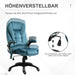 Bürostuhl Massagefunktion Wärmefunktion höhenverstellbar ergonomisch Blau, 68x72x110–120cm