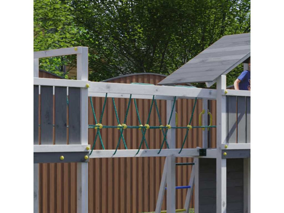 Tour de jeu 'BRIDGE' gris/blanc incl. toboggan vert, 559x493x254cm (LxPxH)