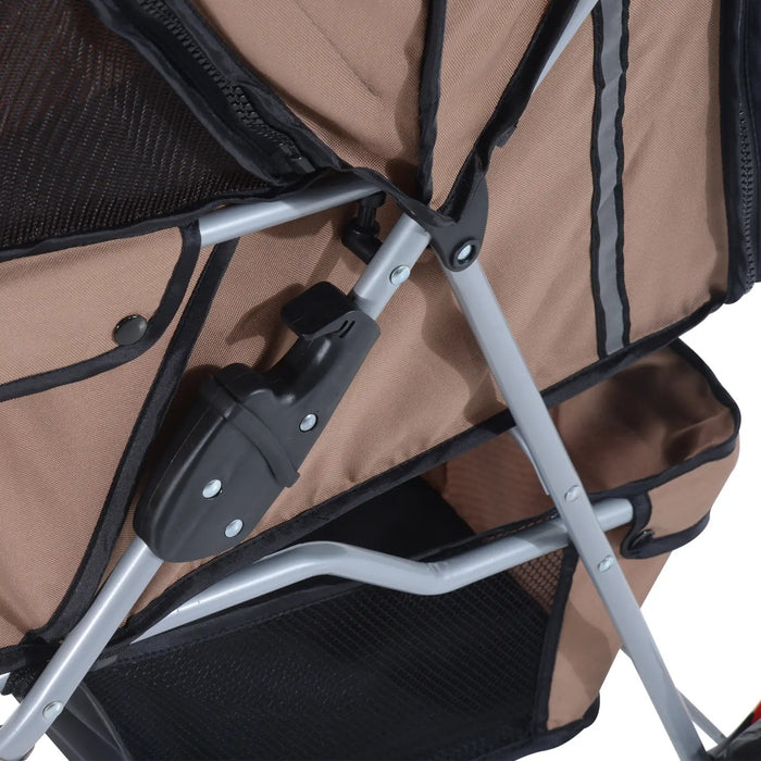 Hundewagen Hundebuggy Klappbar Ablagekorb Braun, 75x45x97cm