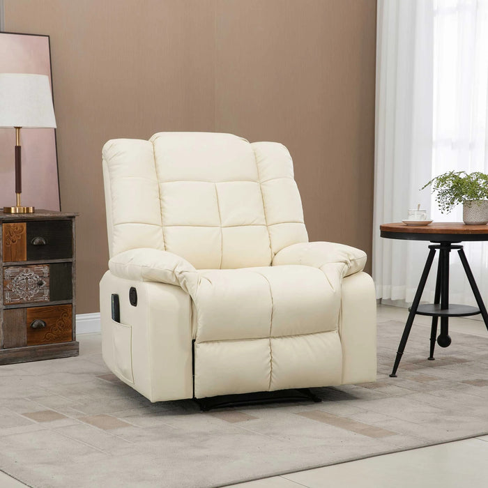 Chaise de massage, fauteuil relaxation, 8 points de vibration, fonction de couchage, cuir synthétique, 94x99x9cm