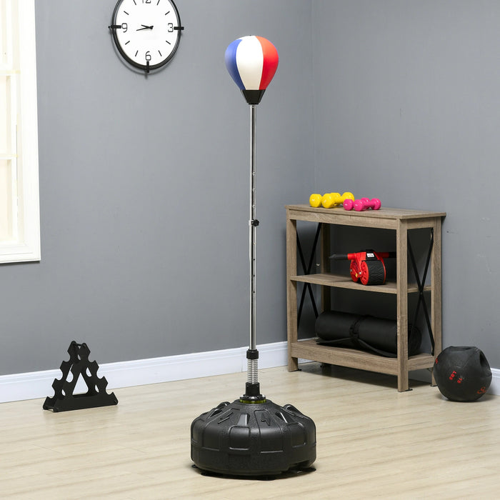 Punching Ball Height Réglable Remplissable Articulation acier noir + rouge + blanc, 147-165 cm